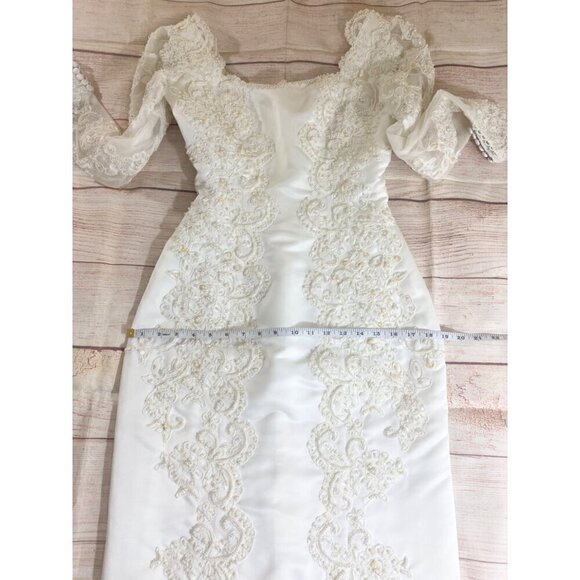 Gloria Vanderbilt Women's Vintage Beaded Wedding Dress W/Detachable Train - 6 - Picture 8 of 17